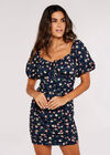 Floral Milkmaid Mini Dress, Navy, large