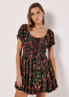 Mini-robe superposée à motif cachemire floral, Noir, grand