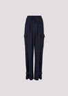 Textured Pinstripe Cargo Trousers, Navy, large