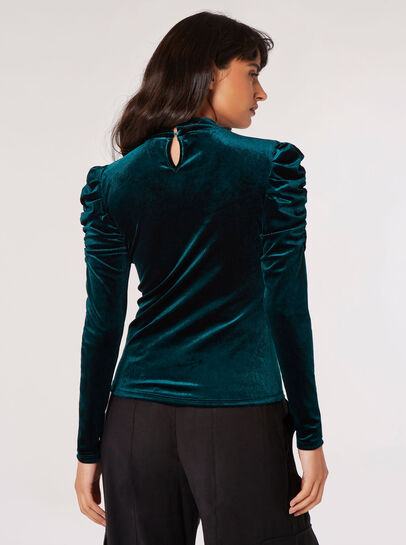Velvet Ruched Shoulder Top