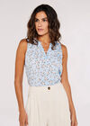 Orchid Open Neck Top, Blue, large