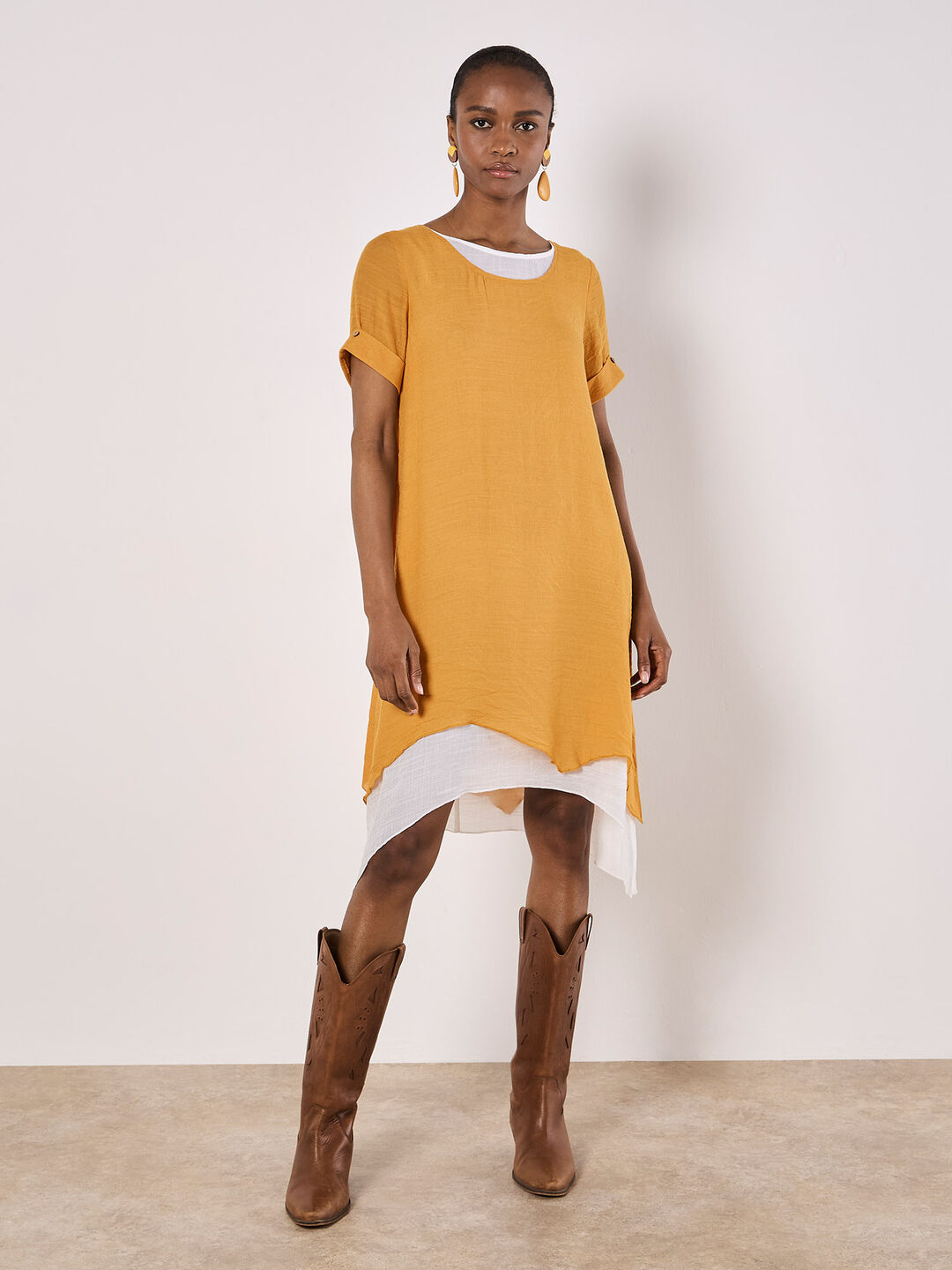 Slub Shimmer Tunic Mini Dress