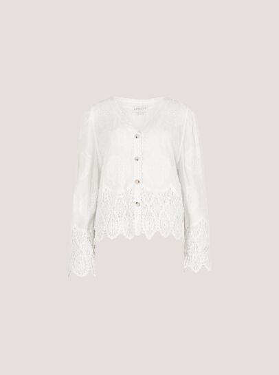 Embroidered Daisies Lace Hem Top