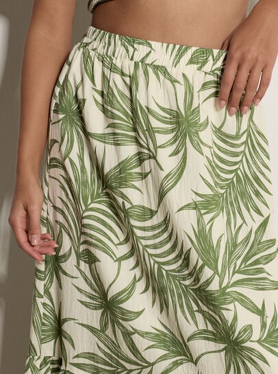 Palm Print Midi Skirt
