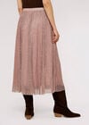 Lurex Pleated Midi Skirt, Pink, large