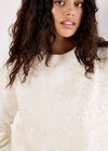 Sequin Embroidered Floral Panel Jumper, Cream, large