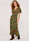 Floral Angel Sleeve Dress, Green, large