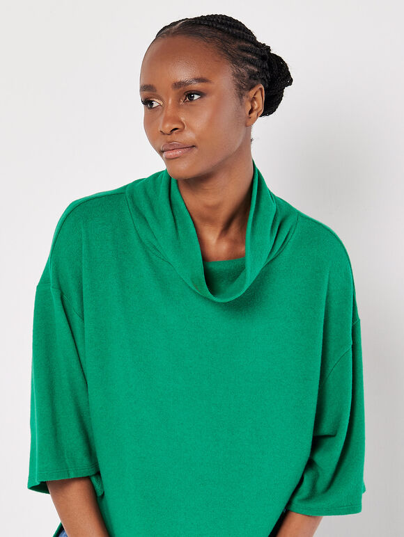 Soft Touch Cowl Neck Top, Green, large