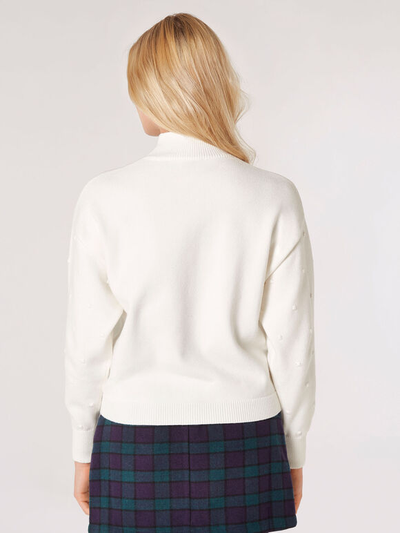 Oversized Mockneck Jumper, White, large