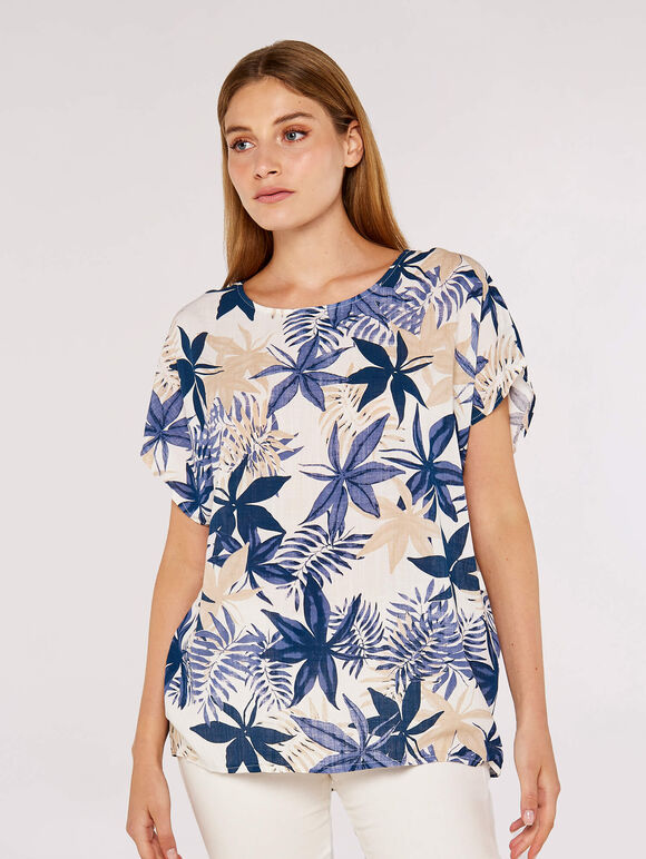 Ornamental Leaf Top, Blue, large