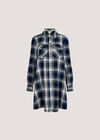 Washed Check Western Shirt Mini Dress, Blue, large