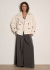 Tailored Short Peacoat Jacket, Cream, large