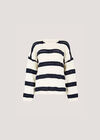 Cable Stripe Pointelle Jumper, White, large