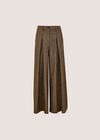 Herringbone Tweed Wide-Leg Trousers, Brown, large