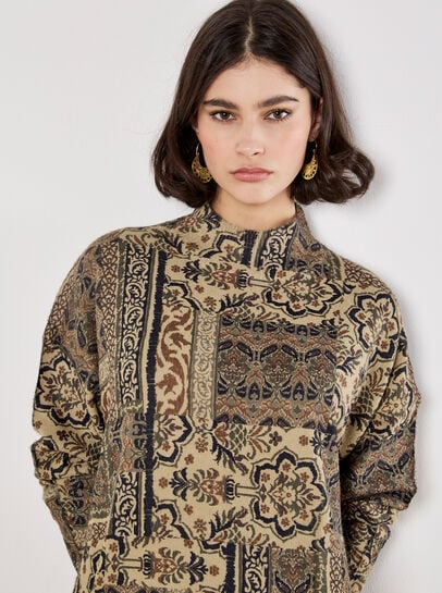 Ikat Patchwork Oversized Jumper Mini Dress