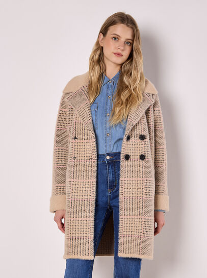 Heritage Check Fluffy Knit Coat