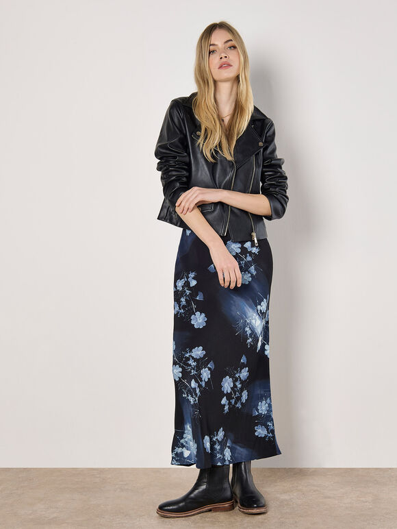Floral Slip Midi Dress, Navy, large