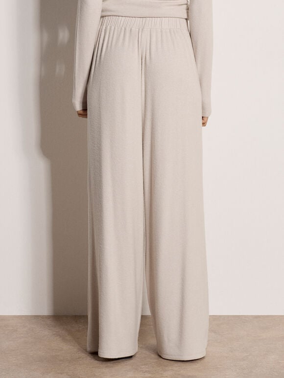 Soft-Touch Wide-Leg Trousers, Stone, large