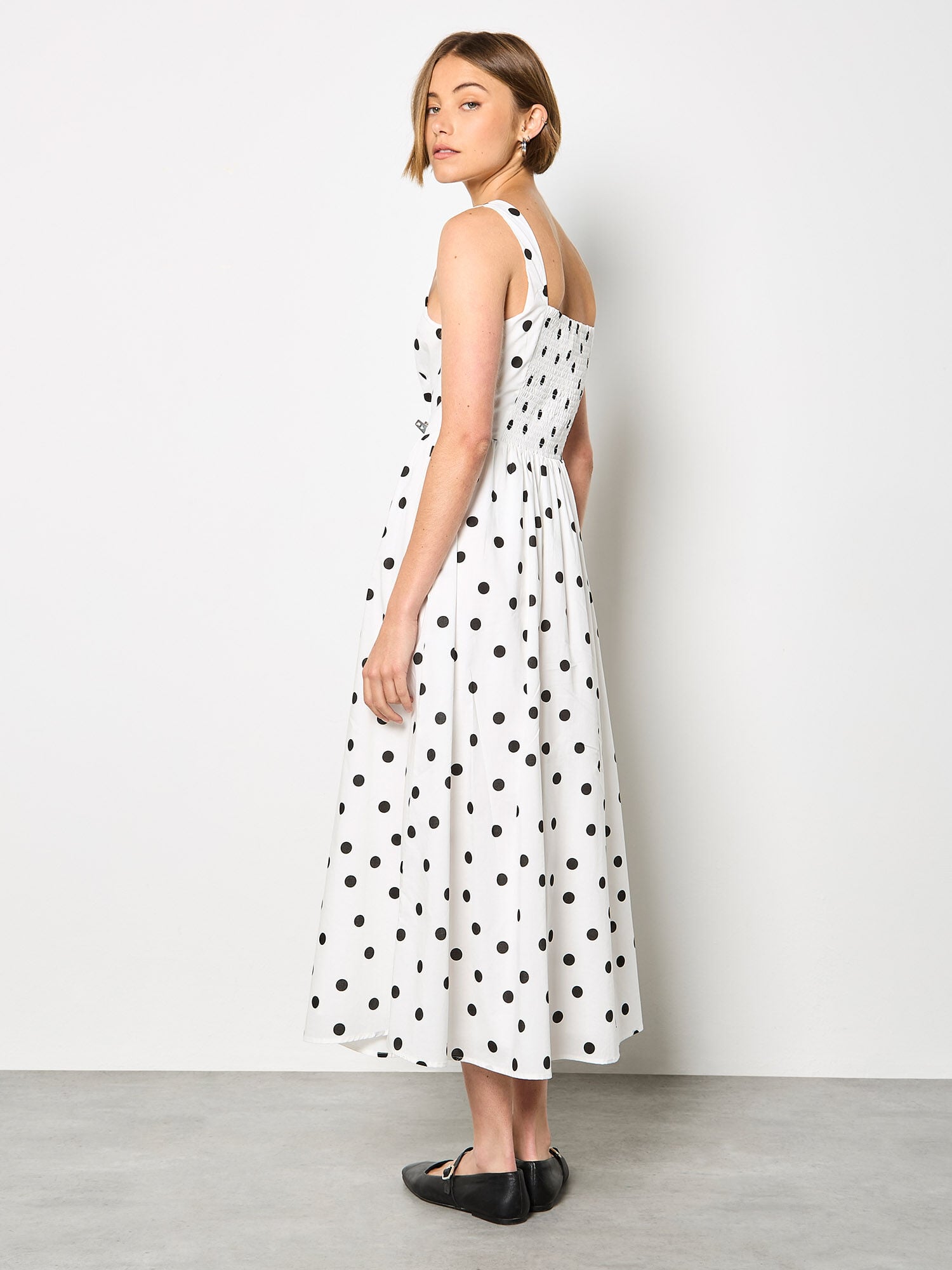Polka Dot Smocked Midi Dress | Apricot Clothing
