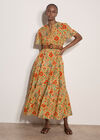 Stain Glass Floral Tiered Midaxi Dress, Orange, large
