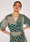 Geometric Patchwork Cocoon Dress, Green, large
