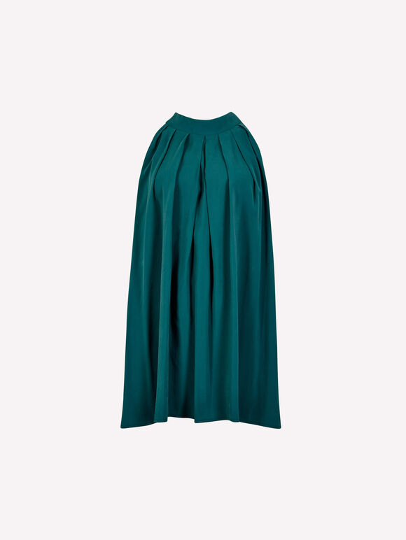 Soft Pleat Tunic Top, Teal, large