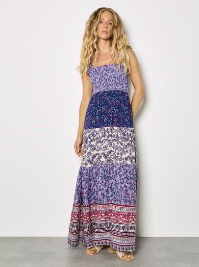 Patchwork Floral Paisley Maxi Dress