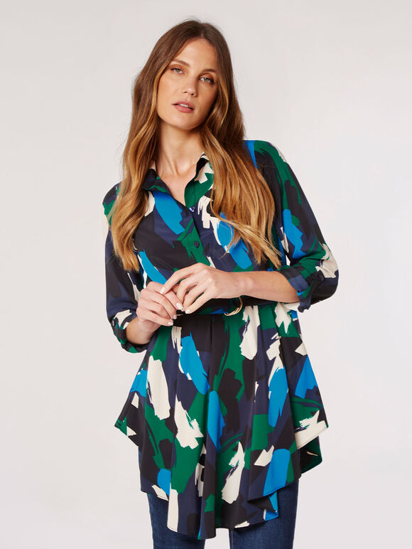 Brushstroke hanky ​​hem mini robe, bleu marine, large