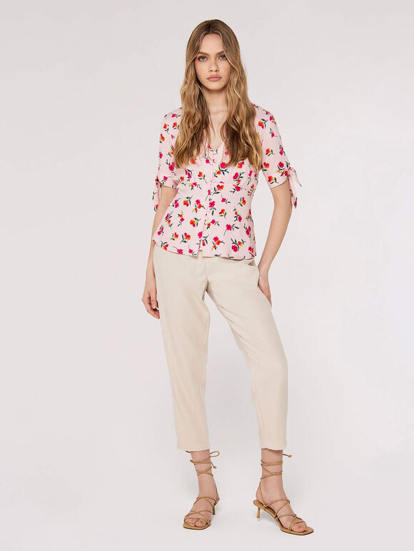 Floral Bow Detail Top, Pink, large