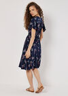 Botanical Floral Smocked Midi Dress, Navy, large