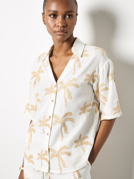 Embroidered Palm Trees Shirt