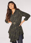 Textured Print Hanky Hem Mini Dress, Green, large