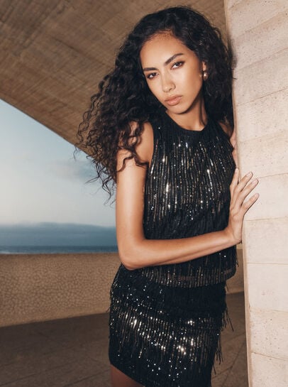 Sequin Fringe Top