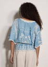 Floral Embroidered Boho Blouse, Blue, large