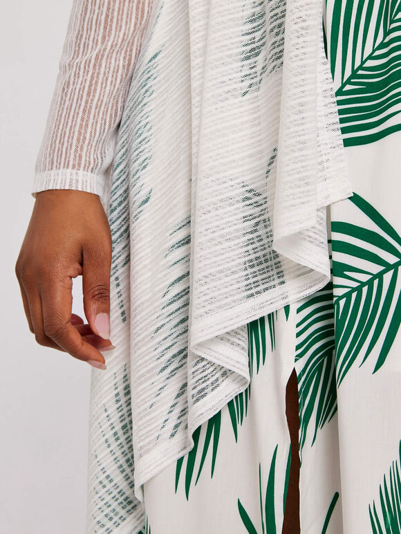Curve Mesh Waterfall Cardigan, Cream, large