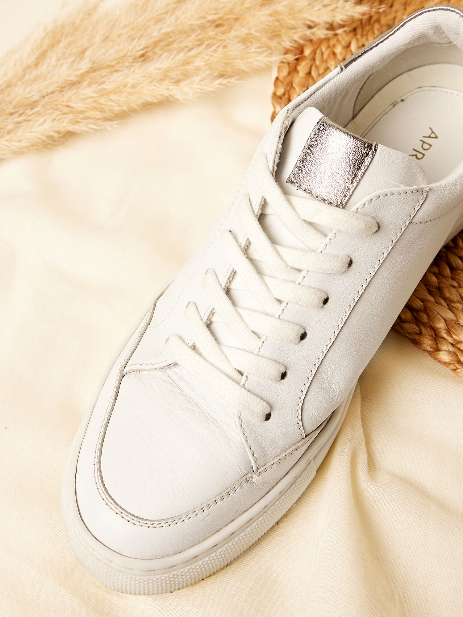 White leather trainers womens store