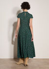 Floral Crepe Smocked Midi Dress, Green, large