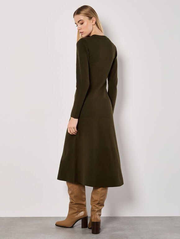 Knitted Midaxi Dress, Khaki, large