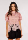 Shell Lace Scallop Top, Pink, large