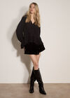 Textured Peplum Hem Blouse, Black, large