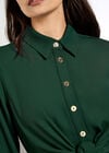 Tie Front Shirt Mini Dress, Green, large