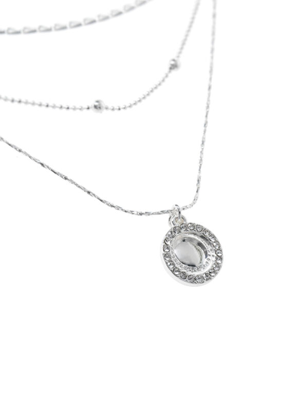  Mehrreihige Halskette mit Kette, Silber, groß