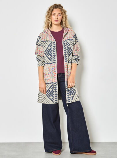 Geometric Folk Knitted Coatigan