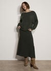 Ribbed Knit A-Line Maxi Skirt, Green, large
