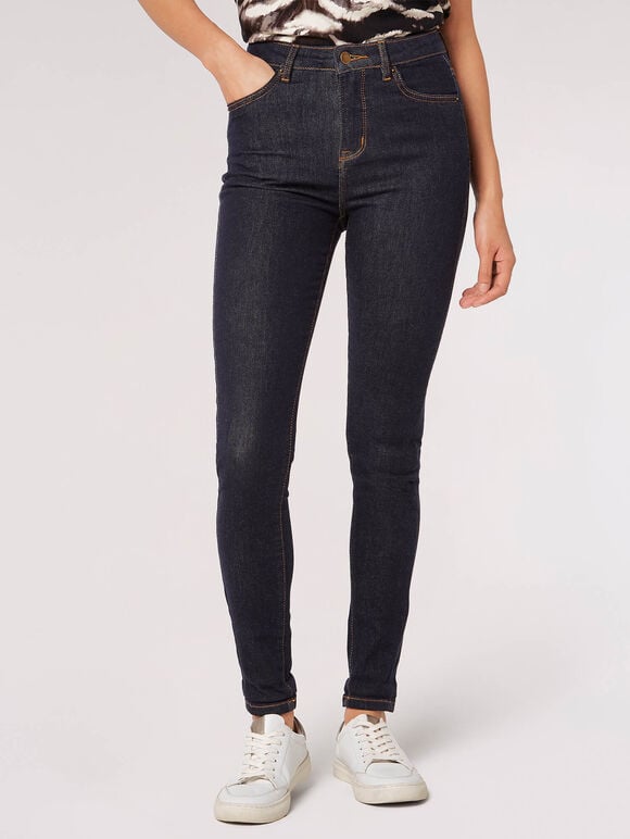 Sienna Raw Denim Skinny Jeans, Navy, large