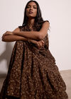 Painterly Paisley Tiered Maxi Skirt, Brown, large