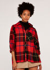Oversized Plaid Shirt, Red, large