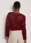Boho Floral Cotton Crochet Top, Burgundy, large