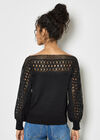Lace Neck And Sleeve Jumper, Black, large
