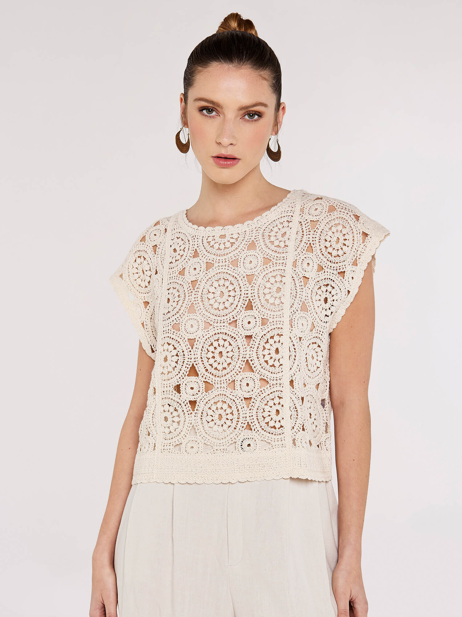 Crochet batwing top sale